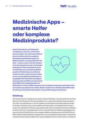 Vorschaubild für Download-PDF: Medizinische Apps – smarte Helfer  oder komplexe  Medizinprodukte?